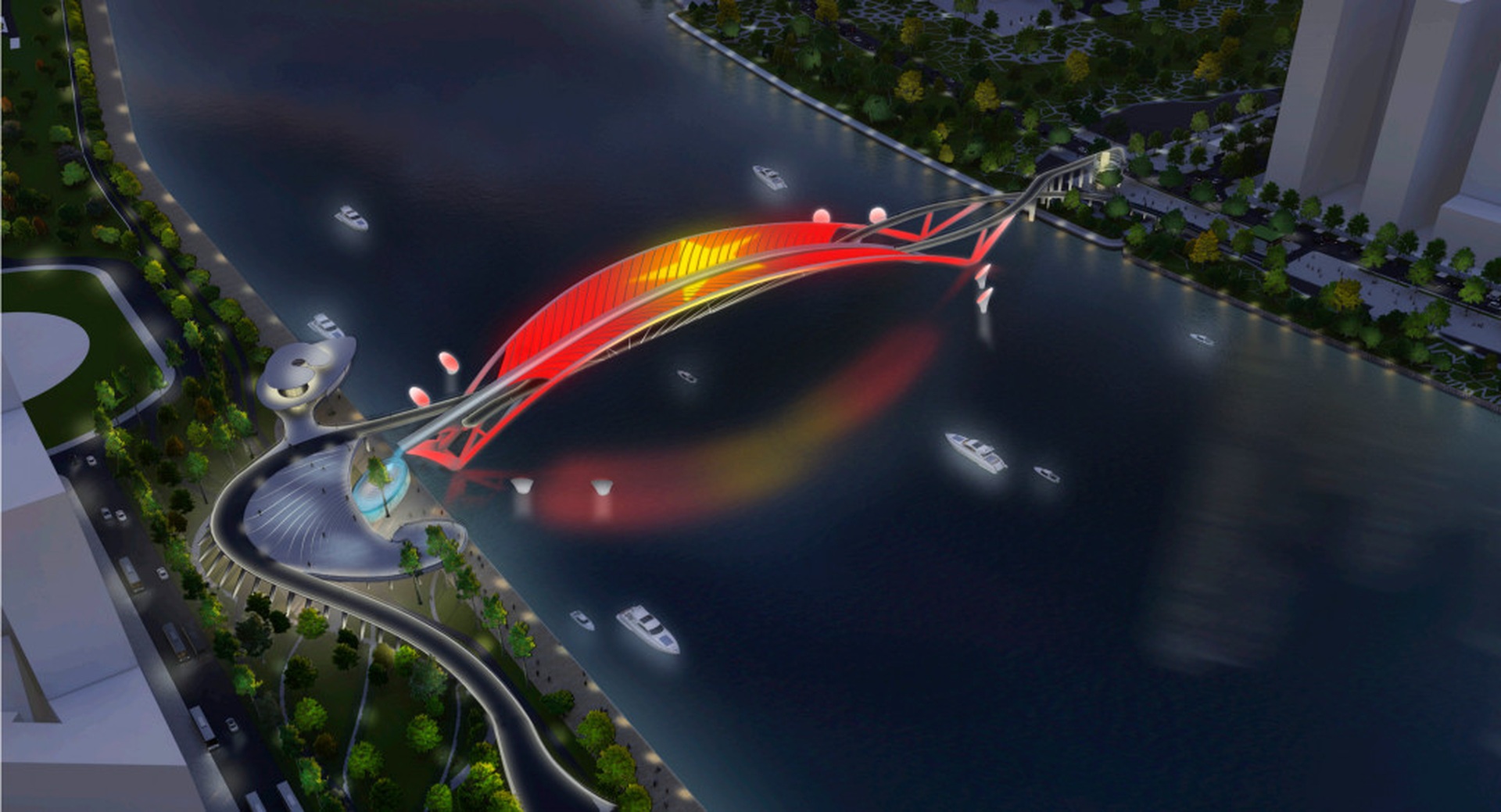 Ngắm thiết kế cầu đi bộ hình lá dừa nước trên sông Sài Gòn - 9