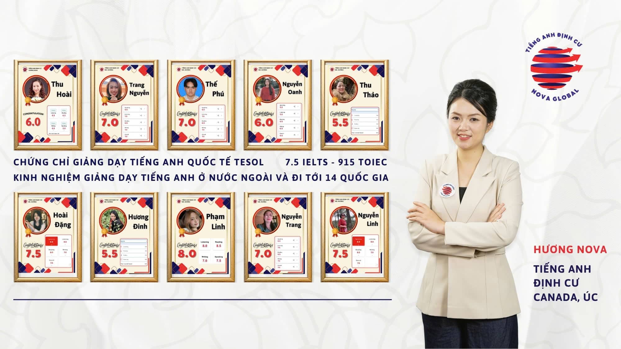Ms. Hương sở hữu bề dày kinh nghiệm về ngôn ngữ Anh và kiến thức thực tiễn về kinh tế xã hội
