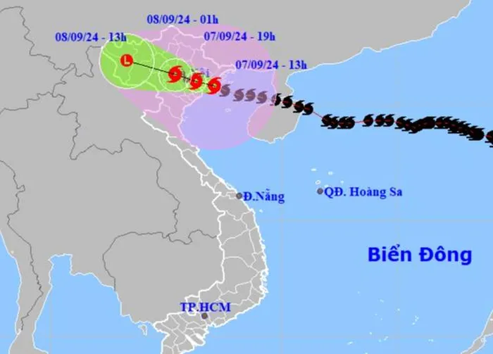 Vị trí và hướng di chuyển của bão số 3. Nguồn: Trung tâm Dự báo khí tượng thủy văn quốc gia