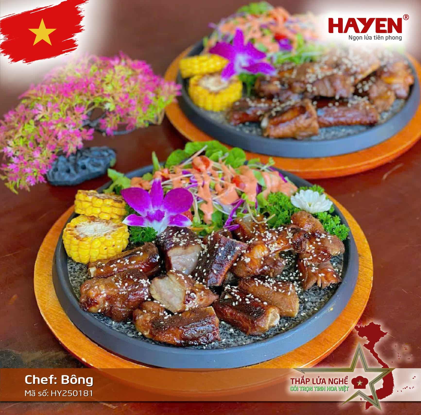“Sườn Nướng Tảng” làm nên dấu ấn riêng của Chef Bông suốt hơn 12 năm, kết hợp giữa kỹ thuật hiện đại và tinh thần của món Việt truyền thống