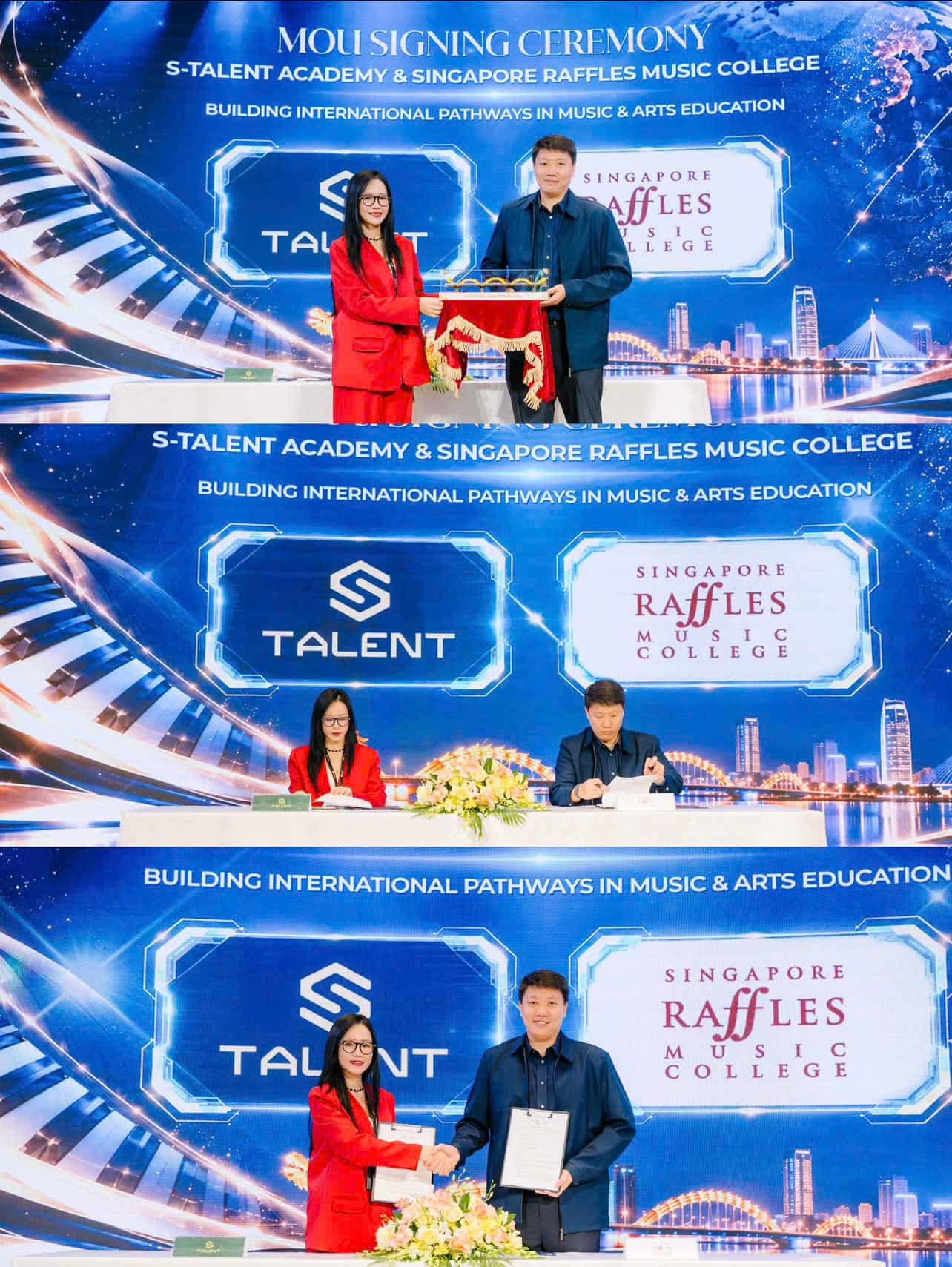 Đại diện S-TALENT ACADEMY và Singapore Raffles Music College tại lễ ký kết MOU